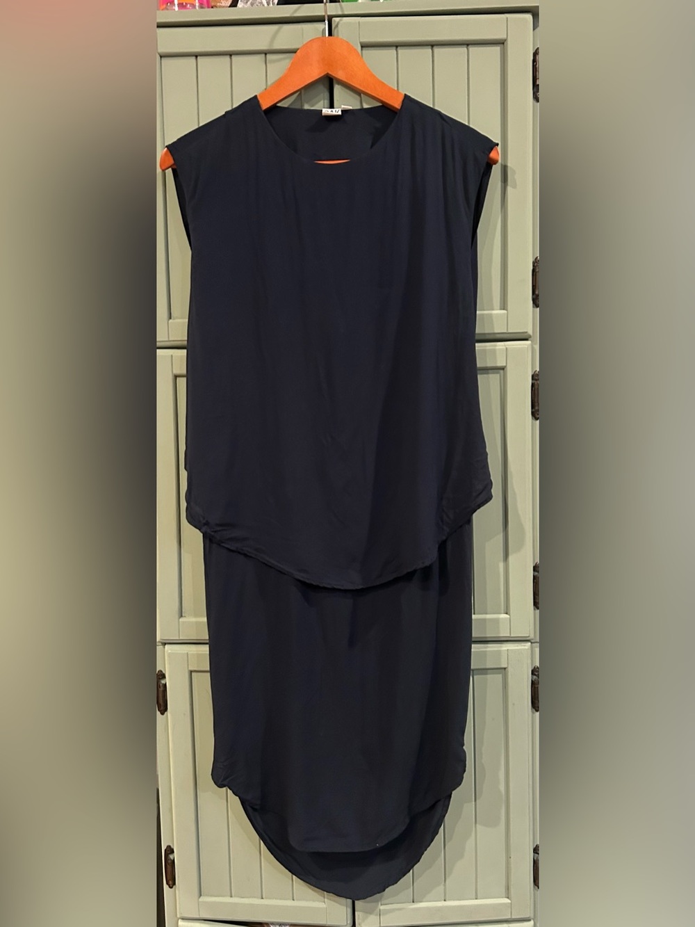 OAK Deep Navy Open Back Draped Midi Dress